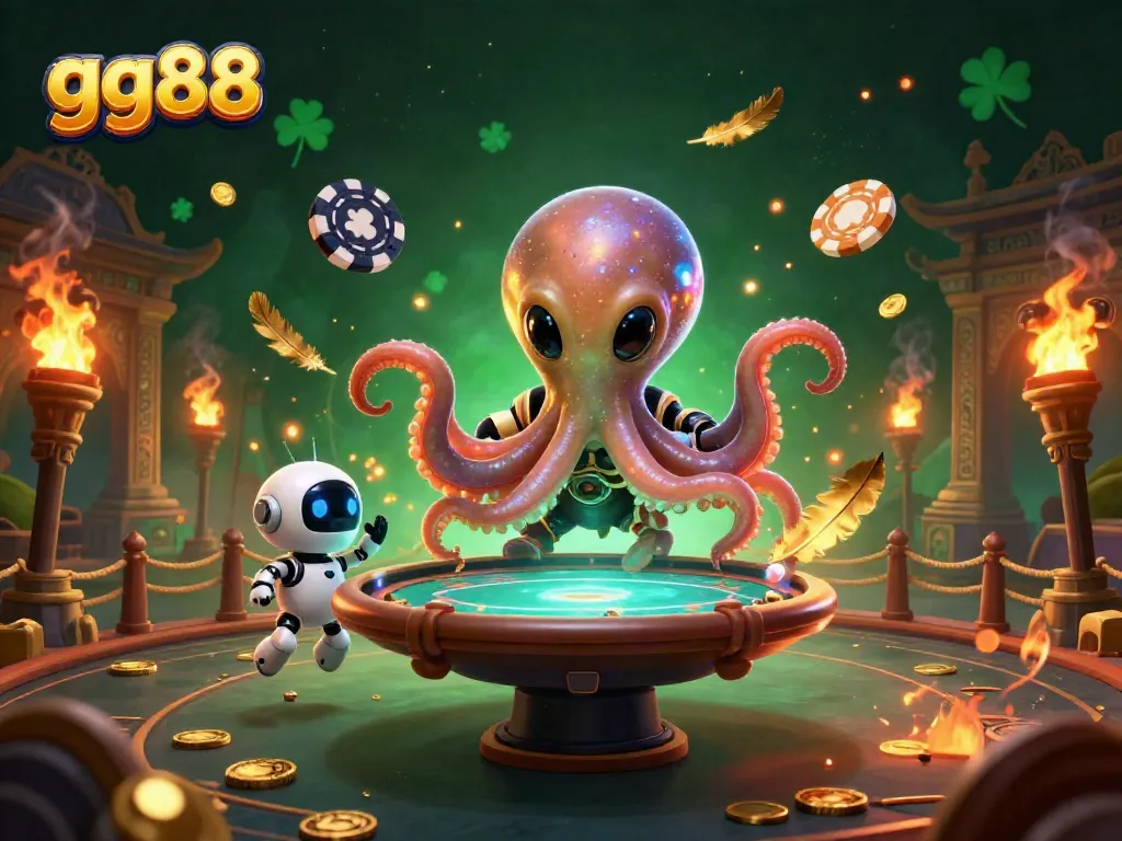 Experience thrill at gg88 with a vibrant 3D alien-themed poker scene, showcasing excitement and strategic gameplay.