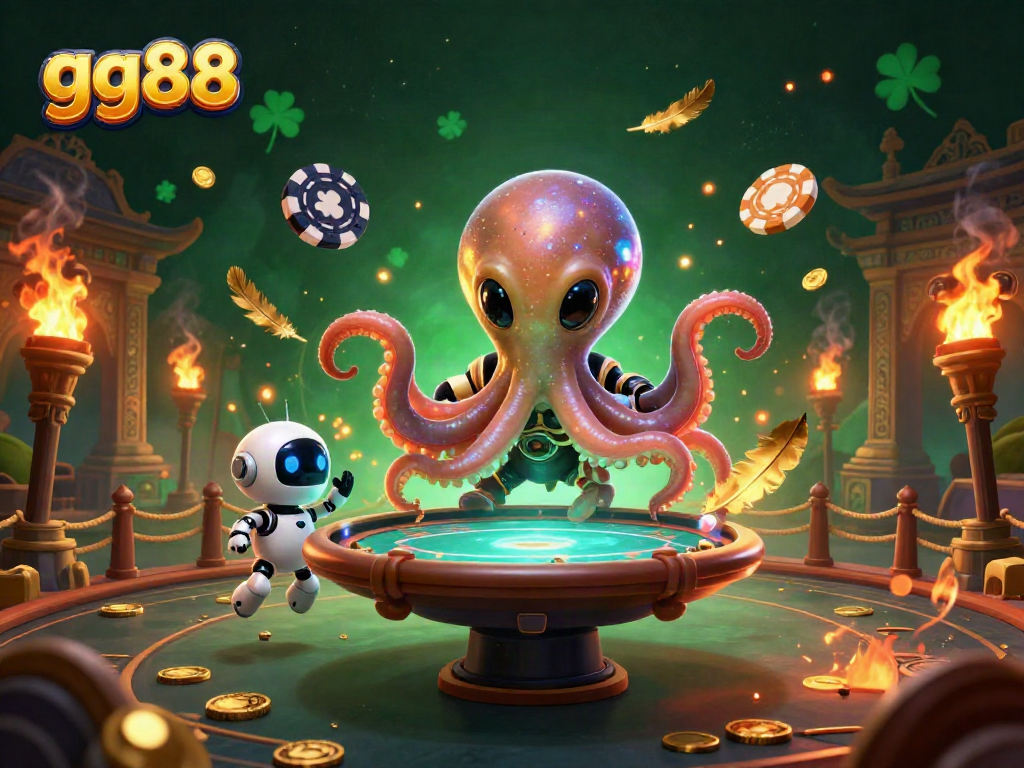 Experience thrill at gg88 with a vibrant 3D alien-themed poker scene, showcasing excitement and strategic gameplay.