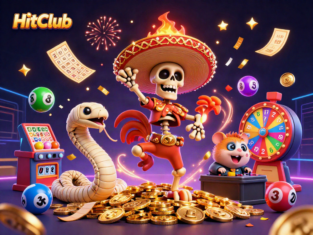 HitClub showcases a vibrant victory celebration in a colorful casino scene filled with excitement and fun.