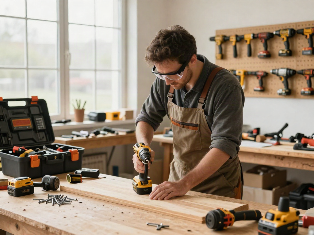 Avvitatore Dewalt in un laboratorio con un artigiano esperto al lavoro.
