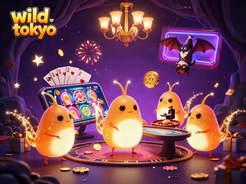Experience wild tokyo's enchanting casino atmosphere with bioluminescent glowworms and gaming excitement.