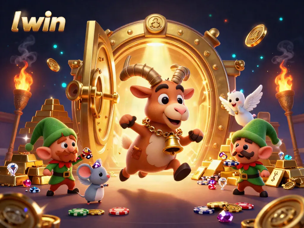 llwin’s vibrant holiday-horror casino scene with Krampus, an angel mouse, and mischievous elf gremlins.