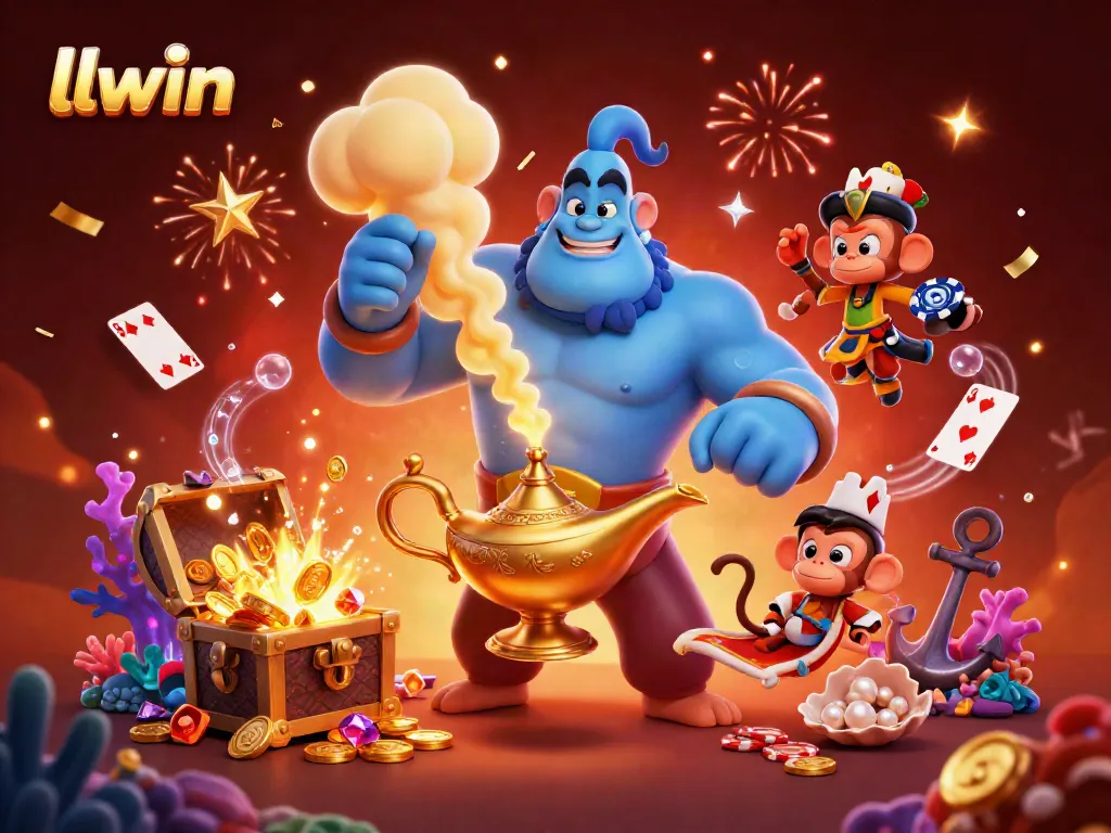 Interact with llwin's magical genie and treasure-filled casino adventure.