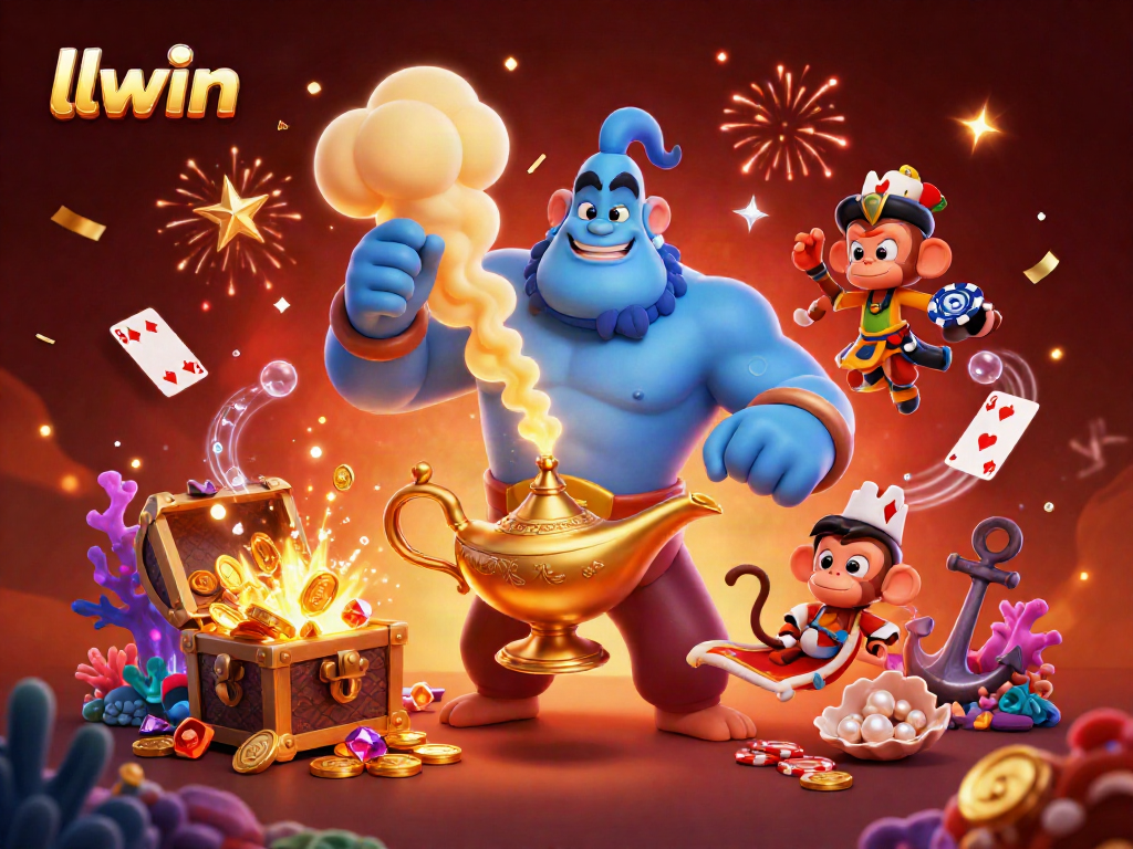 Interact with llwin's magical genie and treasure-filled casino adventure.